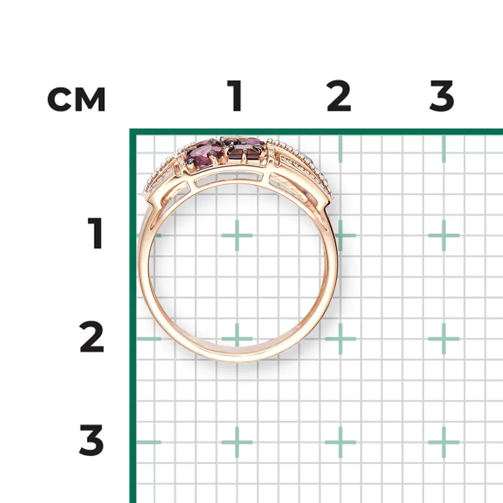 Damenring mit Granat und Amethyst