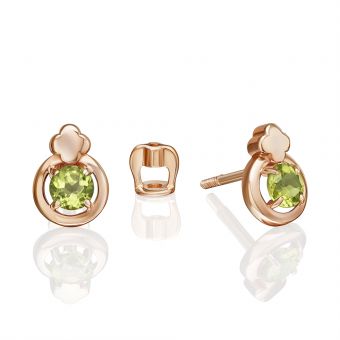 Stud earrings with chrysolite 