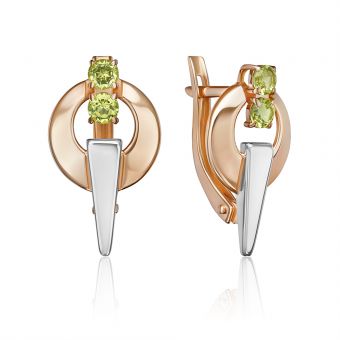 Earrings with chrysolite 