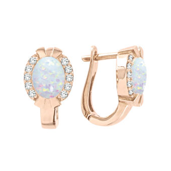 Earrings with opal and zirconia 