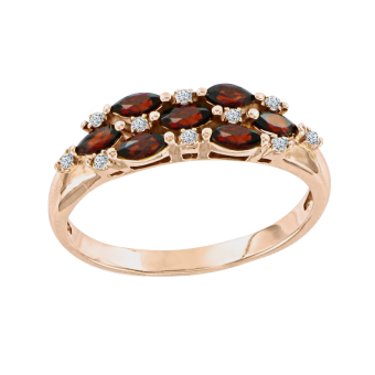 Women's ring with garnets and zirconia 