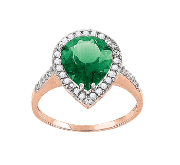 Women's ring with emerald and zirconia 