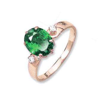 Women's ring with emerald and zirconia 