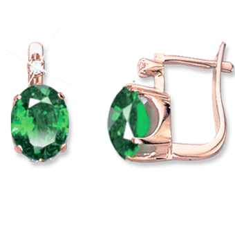 Earrings with emerald and zirconia 