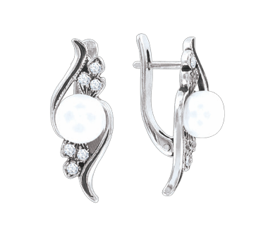 Earrings with pearl and zirconia 