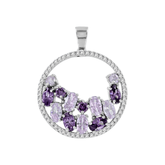 Pendant rhodium plated with amethyst 
