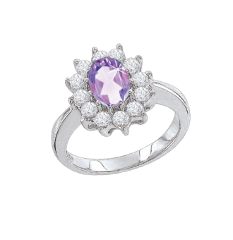 Women's ring with zirconia and amethyst 