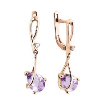 Earrings with amethyst and zirconia 