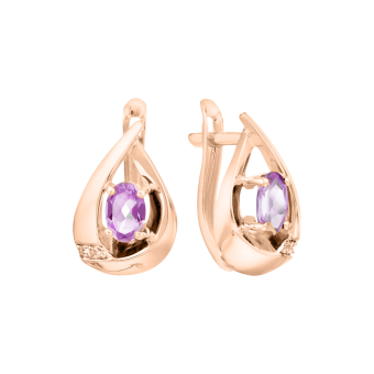 Earrings with amethysts and zirconia 