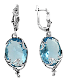 Earrings with light blue topaz 
