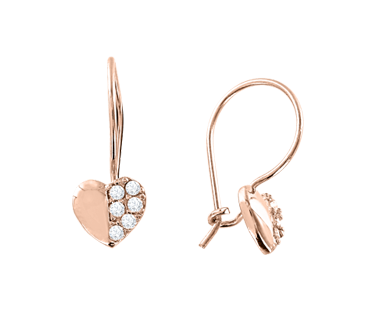 Earrings - heart with zirconia 