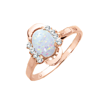 Women's ring with opal and zirconia 