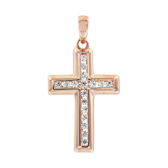 Gilded pendant cross with zirconia 