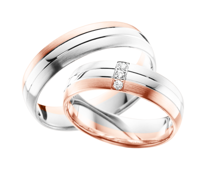 Wedding ring - red gold, silver, palladium 