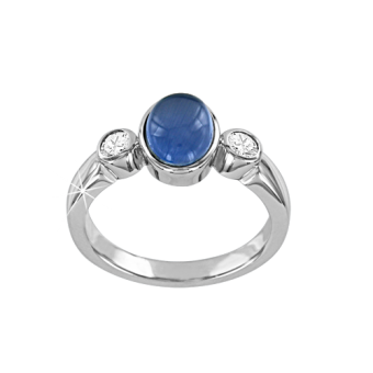 Women's ring with zirconia and cat's eye 