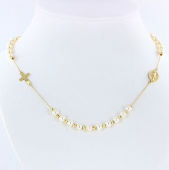 Pearl necklace in yellow gold 