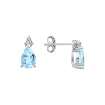 Stud earrings with sky-blue topaz and zirconia 