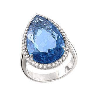 Women's ring with blue topaz and zirconia 