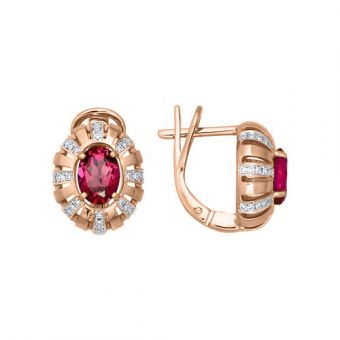 Earrings with diamonds and ruby 