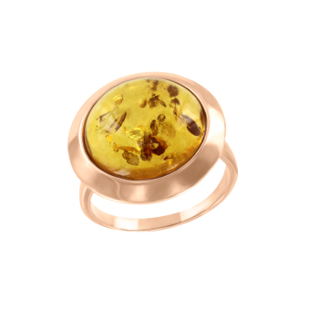 Gilded women's ring with amber 