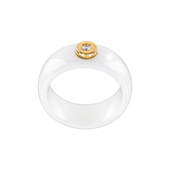 Women's ring in white ceramic with diamond 
