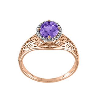 Women's ring with with amethyst and zirconia 