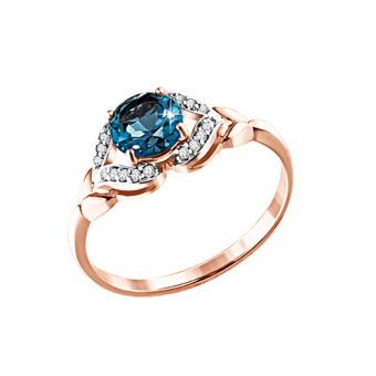 Women's ring with London Blue topaz and zirconia 