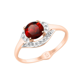 Damenring mit Granat und Zirkonia 