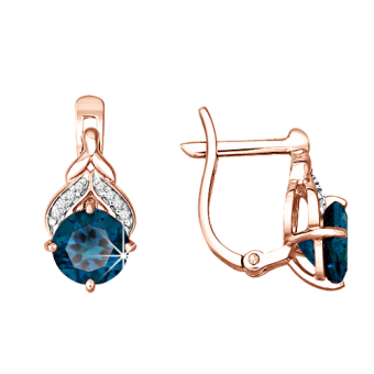 Earrings with London Blue topaz and zirconia 