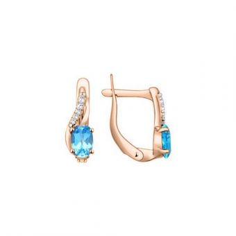Earrings with Swiss topaz and zirconia 