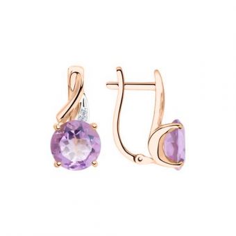 Earrings with amethyst and zirconia 