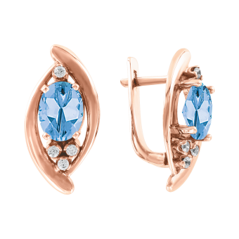 Earrings with blue topaz, zirconia or diamonds 