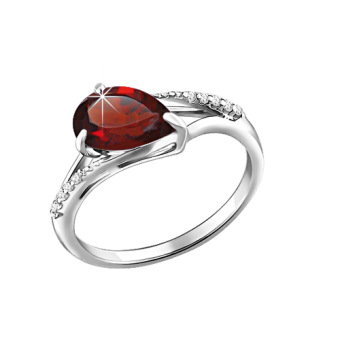 Ladies Ring with granat and zirconia 