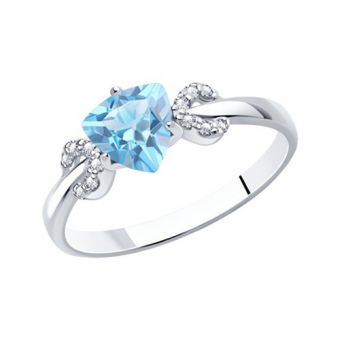 Women's ring with topaz and zirconia 
