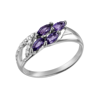 Ladies ring with amethyst and zirconia 