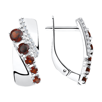 Earrings with garnets and zirconia 