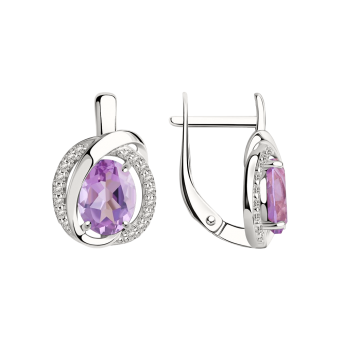 Earrings with amethyst and zirconia 