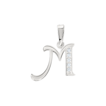 Pendant letter "M" with zirconia 