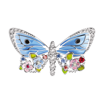 Брошь - Бабочка с эмалью и фианитами 
