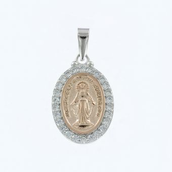 Gilded icon pendant with zirconia 