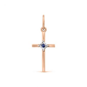 Pendant cross with sapphire 