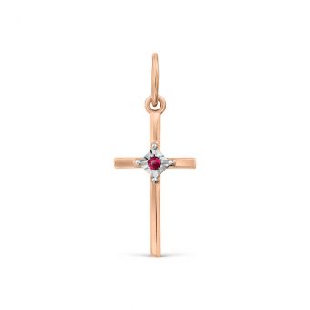 Pendant cross with ruby 