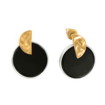 Gilded stud earrings with onyx 