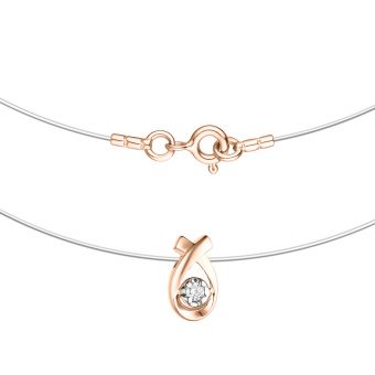 Unsichtbare Halskette aus Gold mit Brillant 