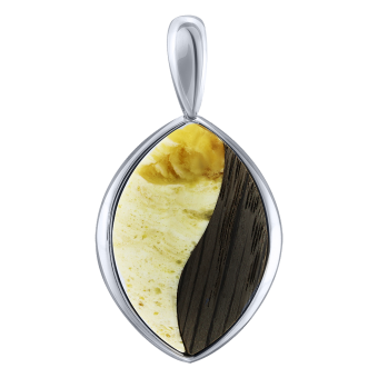 Pendant with milk amber and black oak 