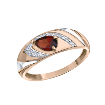Women's ring with garnet and zirconia 