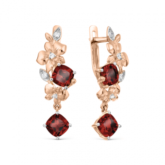 Earrings with garnets and zirconia 