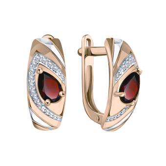 Earrings with garnets and zirconia 