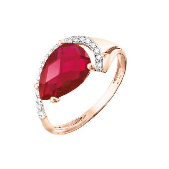Women's ring with ruby ​​and zirconia 