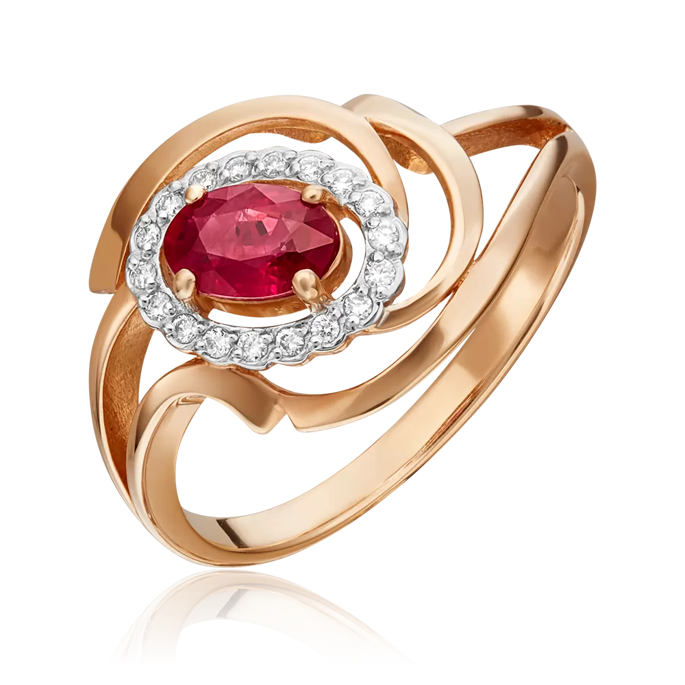 Damenring mit Rubin und Diamanten